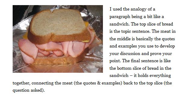 Paragraph = sandwich
